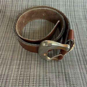 Axcess Brown Gold Leather Belt Size M